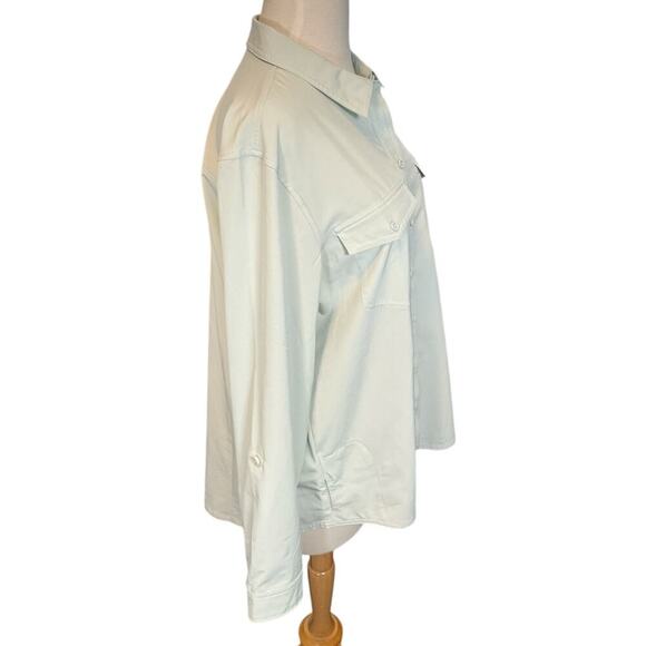 Eddie Bauer Long Sleeve NWOT Light Weight Button Down Blouse Light Mint Green Lg - Picture 5 of 14